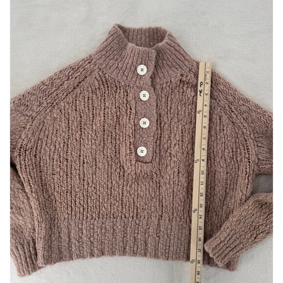 Everlane Lofty Wool Alpaca Sweater Pink Mauve Button up Pullover M - Picture 10 of 10